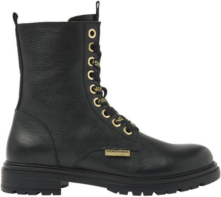 Vingino Julia Veterboots Laarzen Met Veters Meisjes Kids Zwart