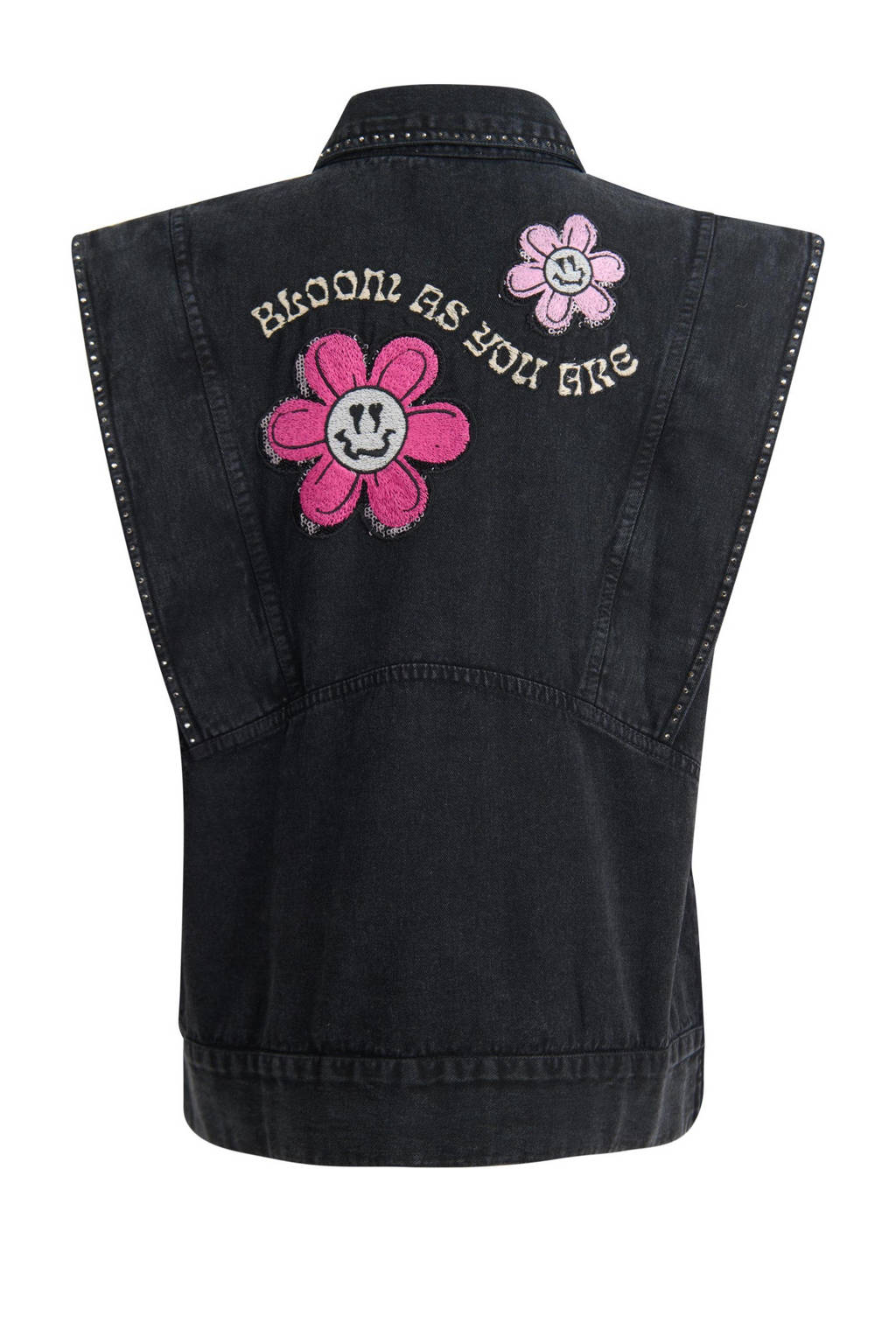 Shoeby gilet met backprint en borduursels dark grey