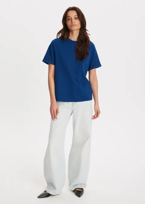 T-shirt met opgerolde mouwen blauw (BLW.KD)