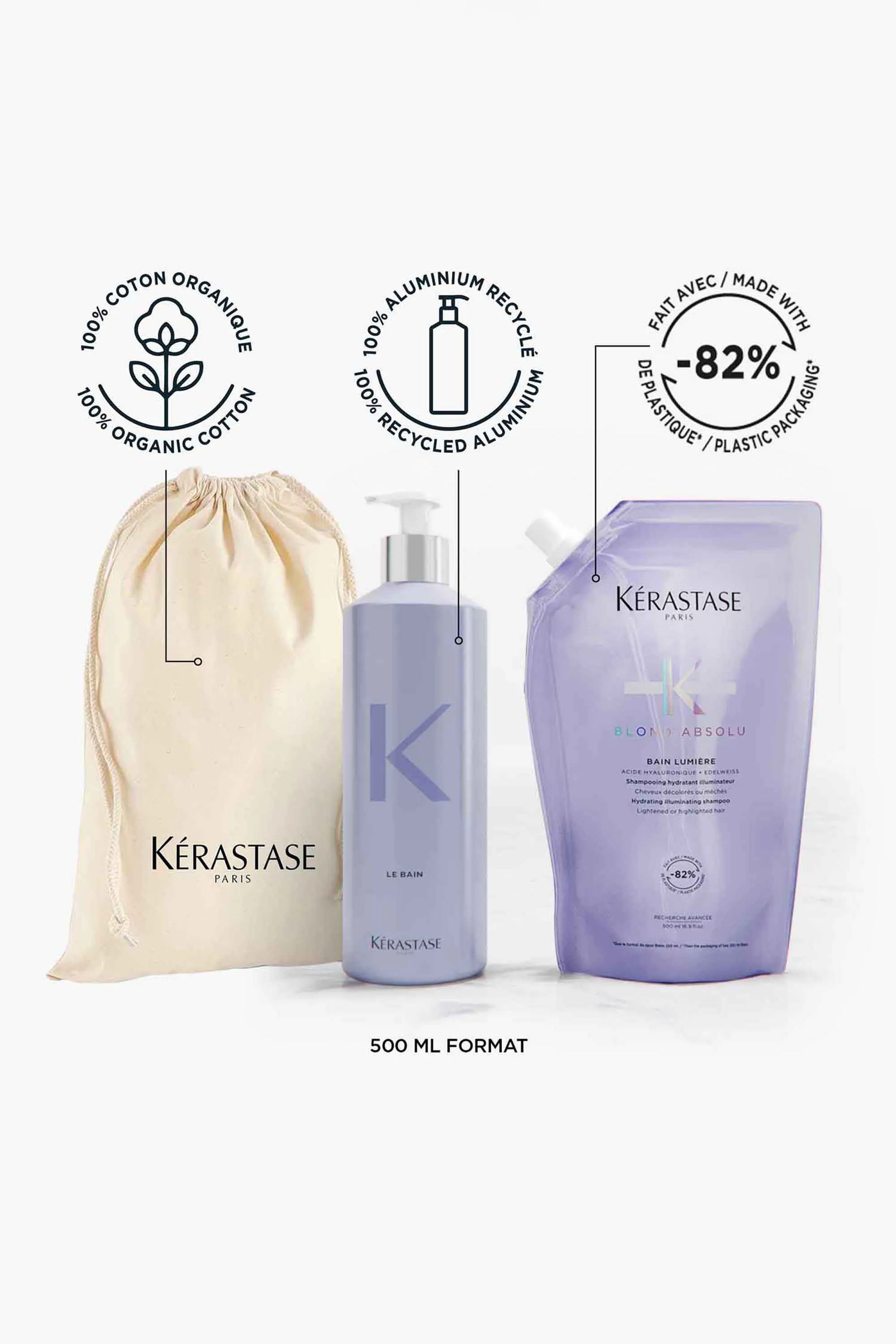 Kérastase Recharge bain Lumière Blond Absolu 500ml et sa bouteille en aluminium-500 ml