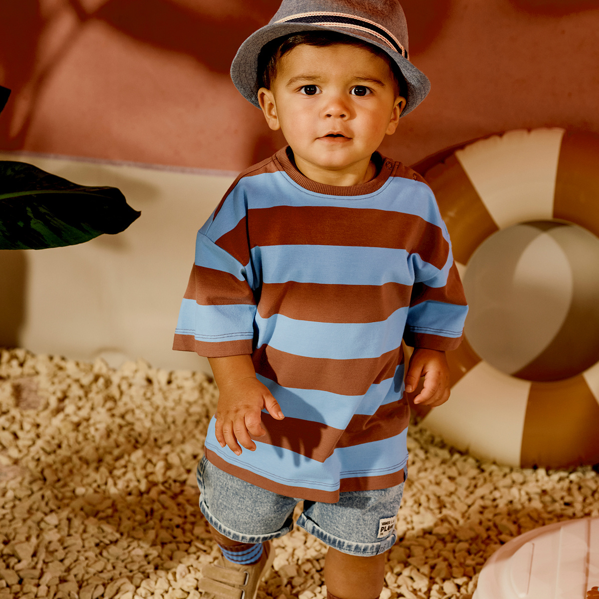 Z8 mini Z8 mini shirt Zeyd blush brown / surfing blue