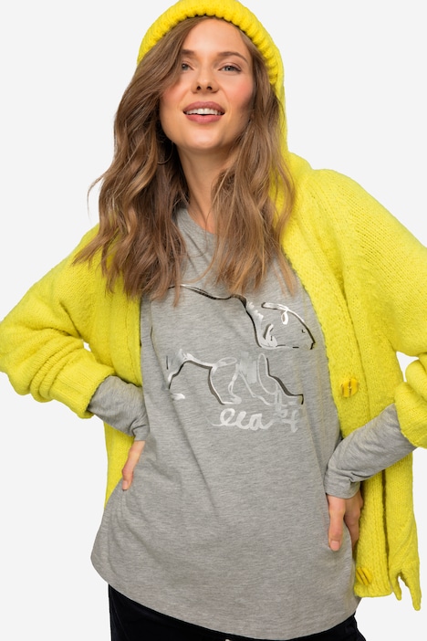 T-Shirt, oversized, Eisbär, Rundhals, Langarm