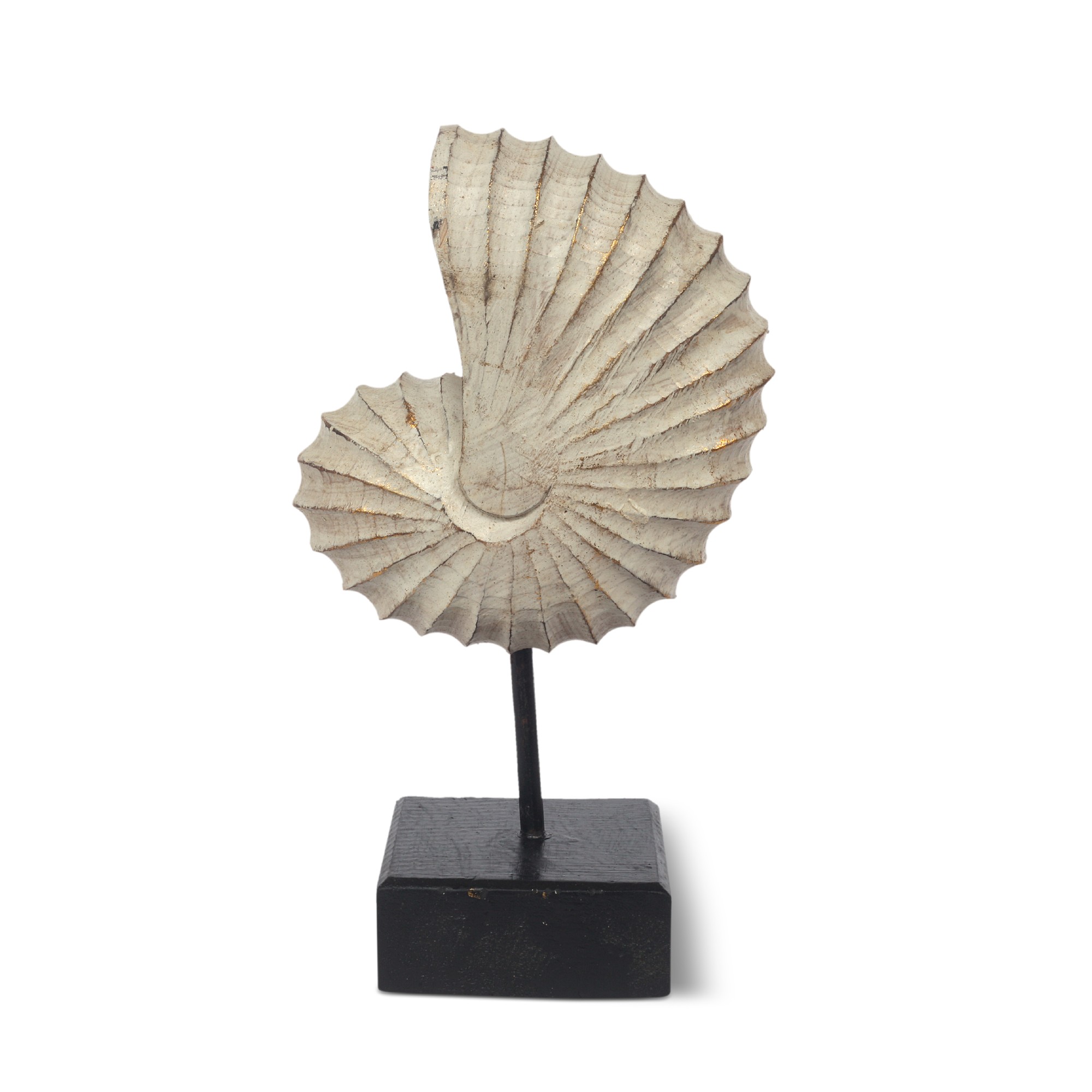 Muschel auf Ständer, weiß, gold, H 28 cm, B 14 cm, T 9 cm von fischer's lagerhaus