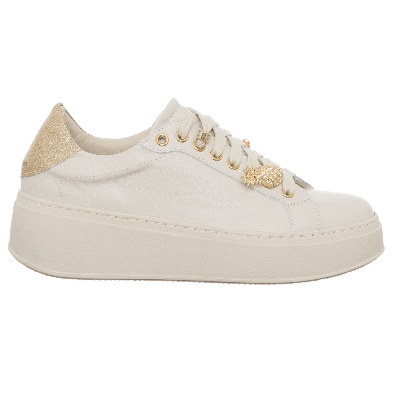 Loretta Pettinari Sneakers en Cuir Pace blanc/platine