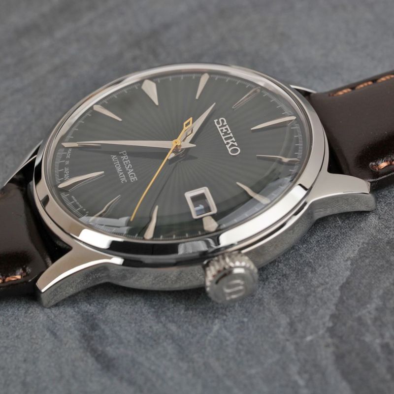 Seiko - Presage - Herenhorloge - Zilver - RVS - Bruin - Leer