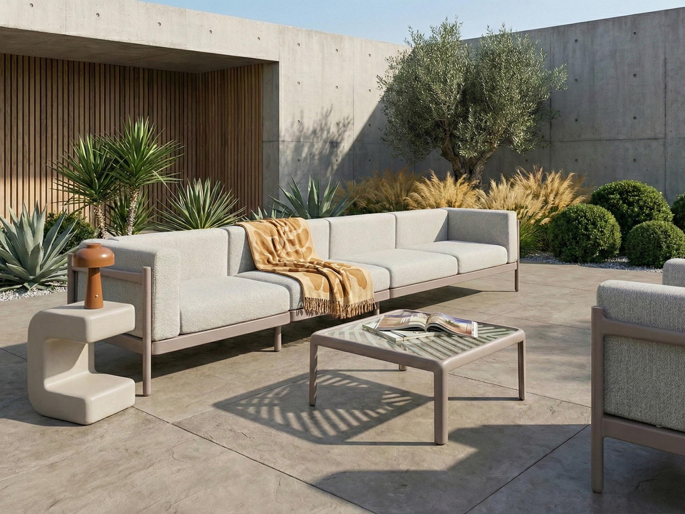 Tuin loungebank 4-zits FERRETTI Taupe