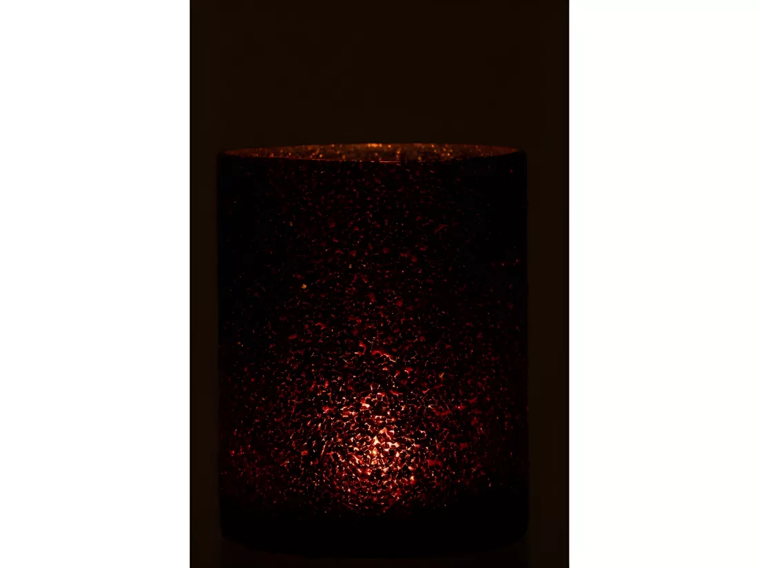 Photophore en verre Bordeaux 16x16x21 cm