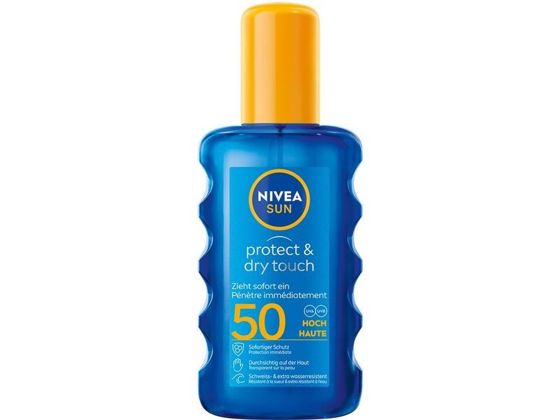 NIVEA SUN Sonnenspray Protect and Dry LSF 50 200 ml Schnell einziehende nicht fettende Sonnenpflege