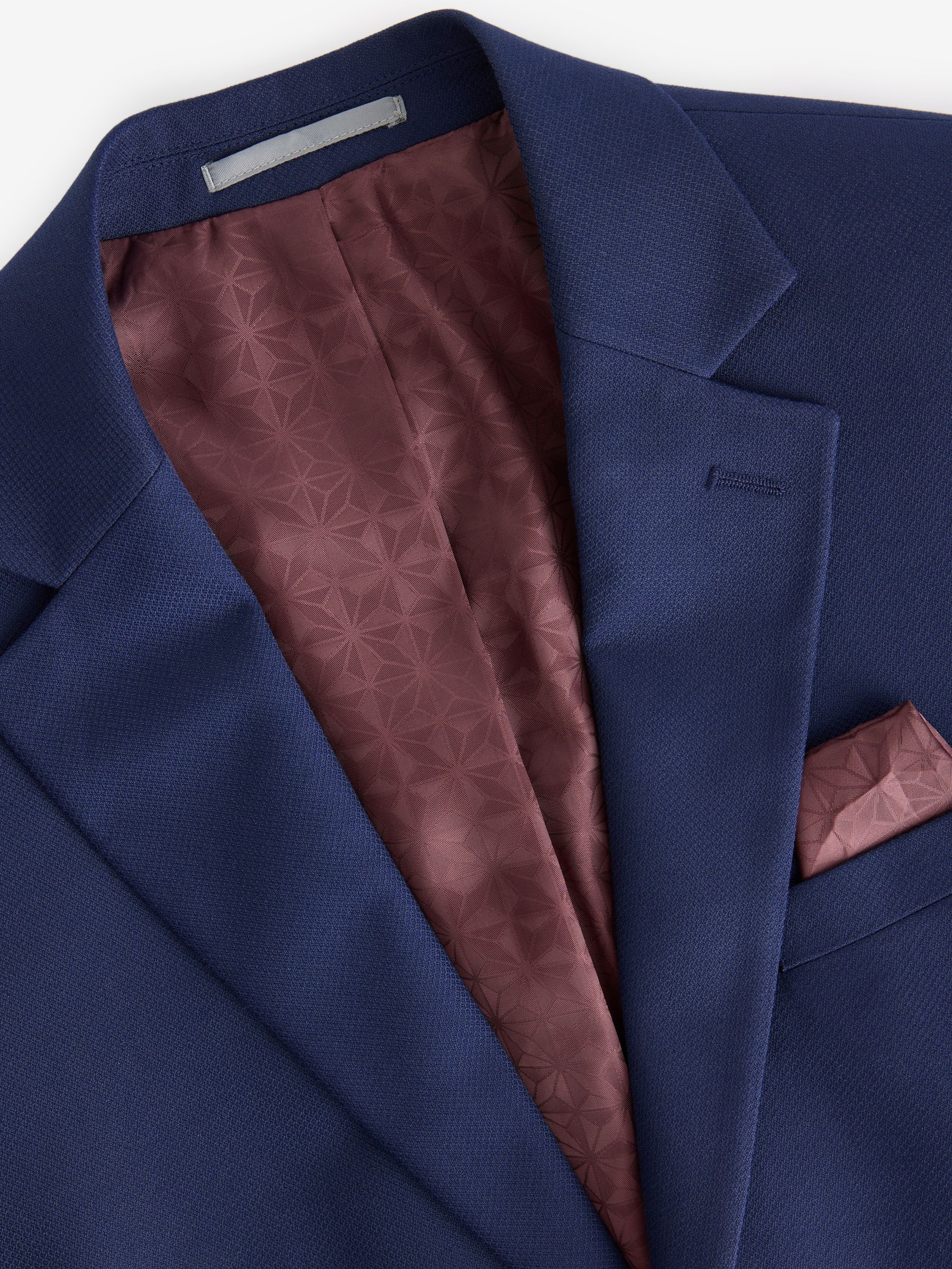Helderblauw - Tailored fit - Kostuum met textuur: colbert