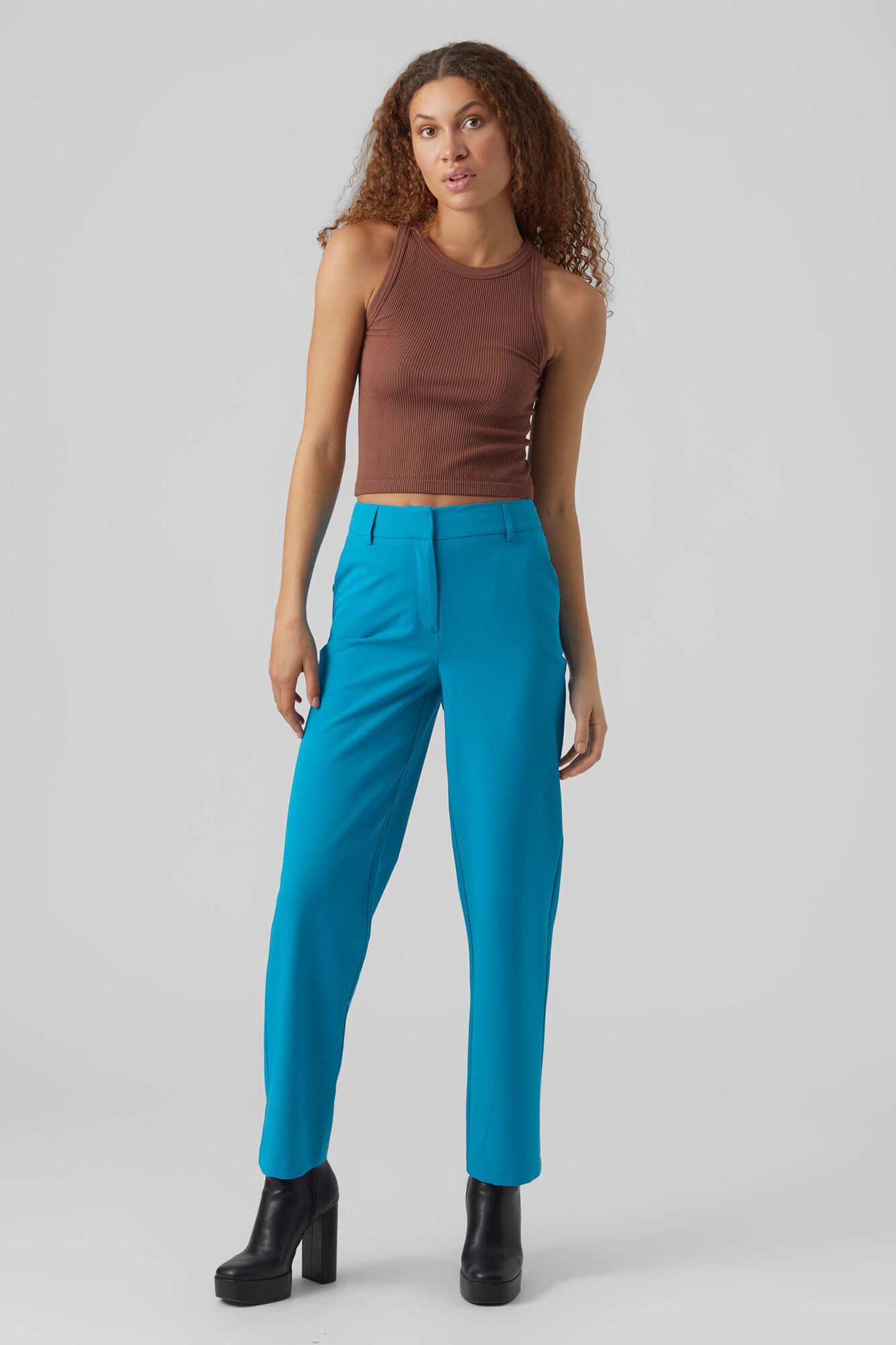 Calça social feminina com dois bolsos - Azul