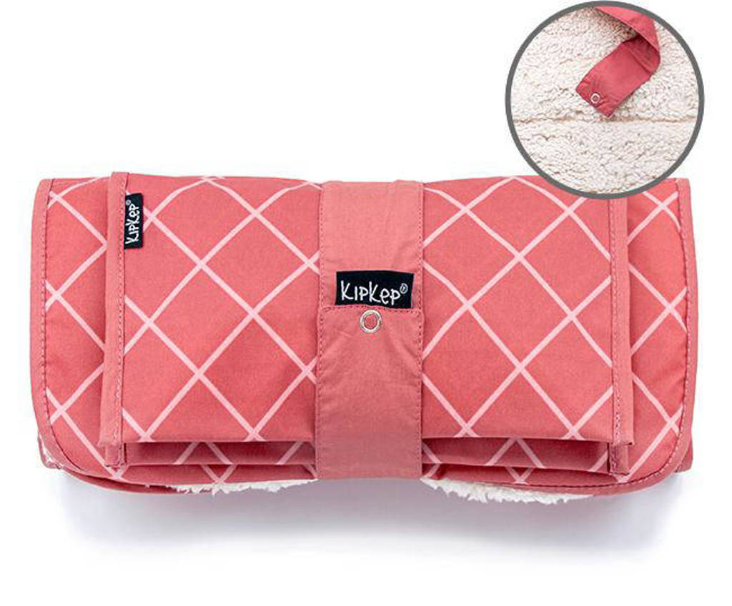 Napper combi: verschoonmatje met teddy + luieretui dusty clay