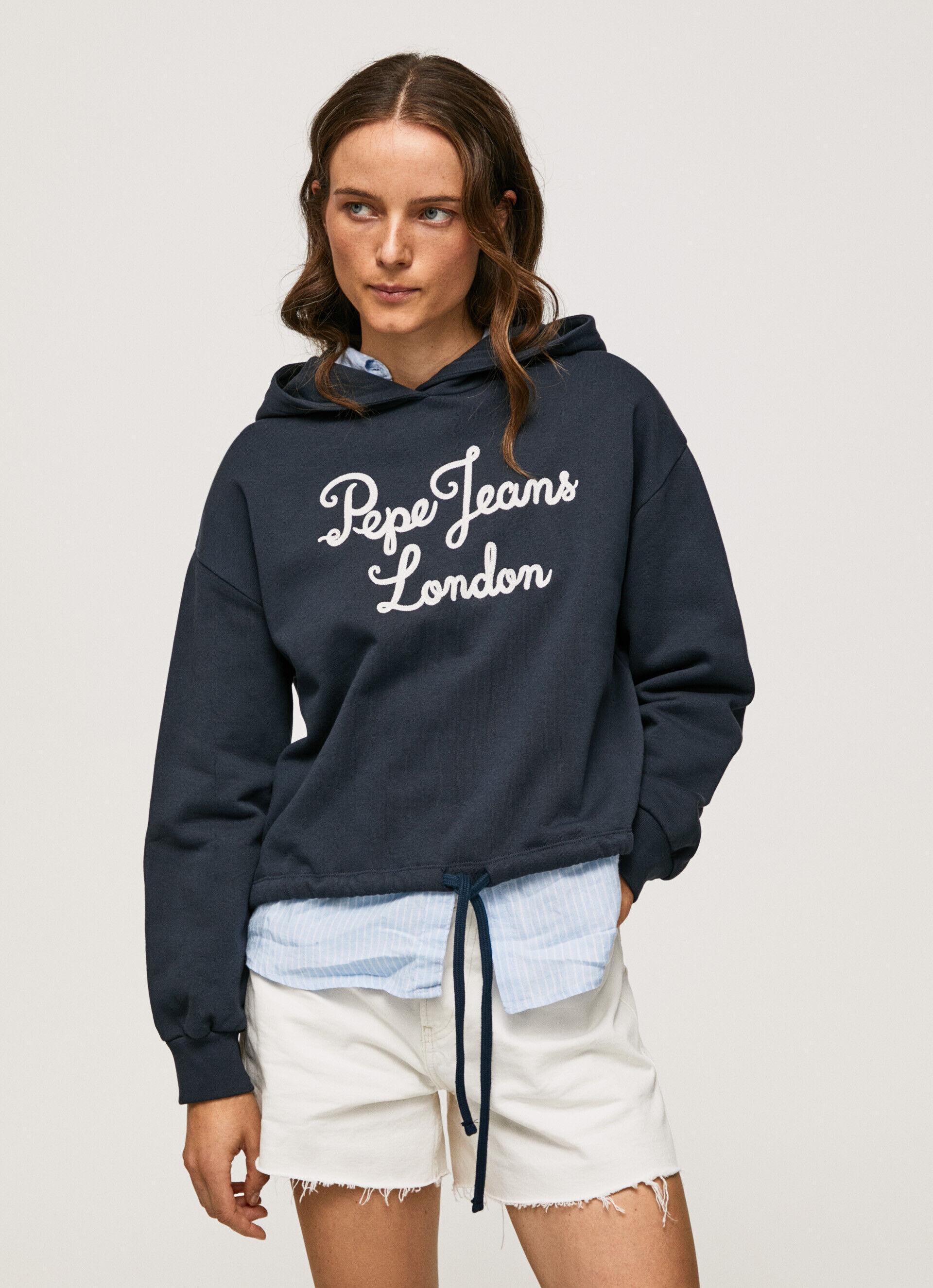 Moletom de algodão com logo bordado - azul dulwich