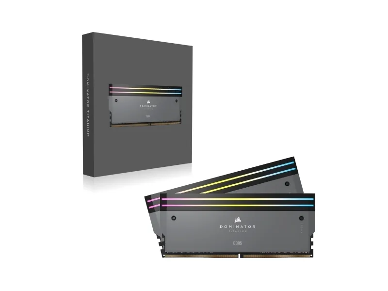CORSAIR Dominator Titanium RGB - DDR5 - sæt - 64 GB: 2 x 32 GB - DIMM 288-PIN - 6000 MT/s / PC5-48000 - CL30 - 1.4 V - ikke bufferet - ikke-ECC - grå