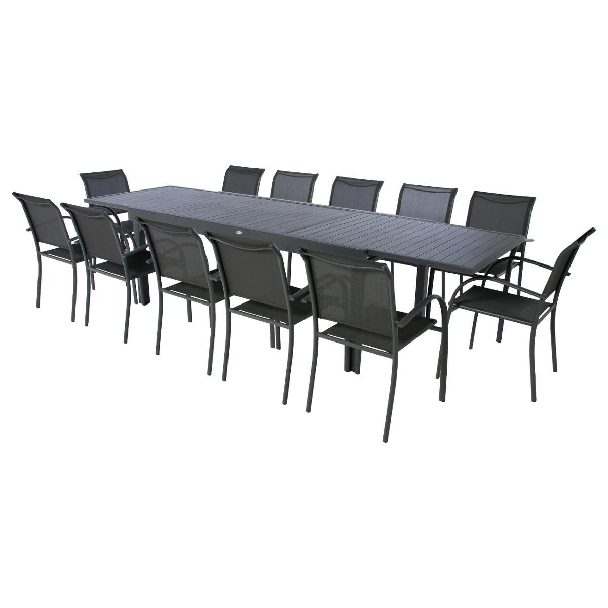 TABLE PIAZZA EXTENSIBLE ALUMINIUM GRAPHITE 12 PLACES