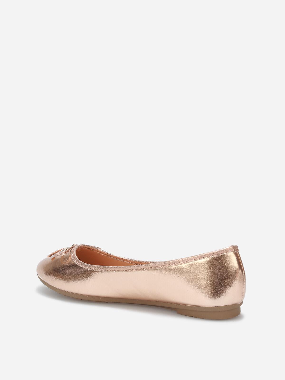 Ballerines à bout rond et nœud- Doré rose