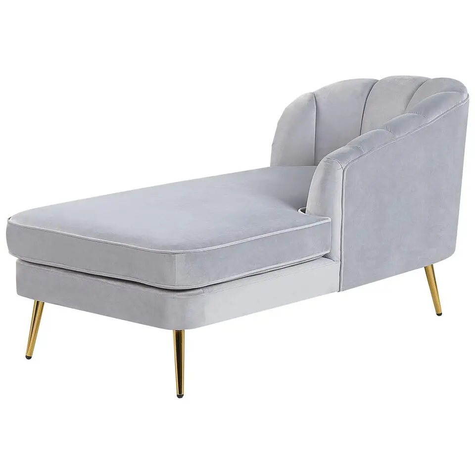 ALLIER - Chaise longue - Grijs - Linkerzijde - Fluweel