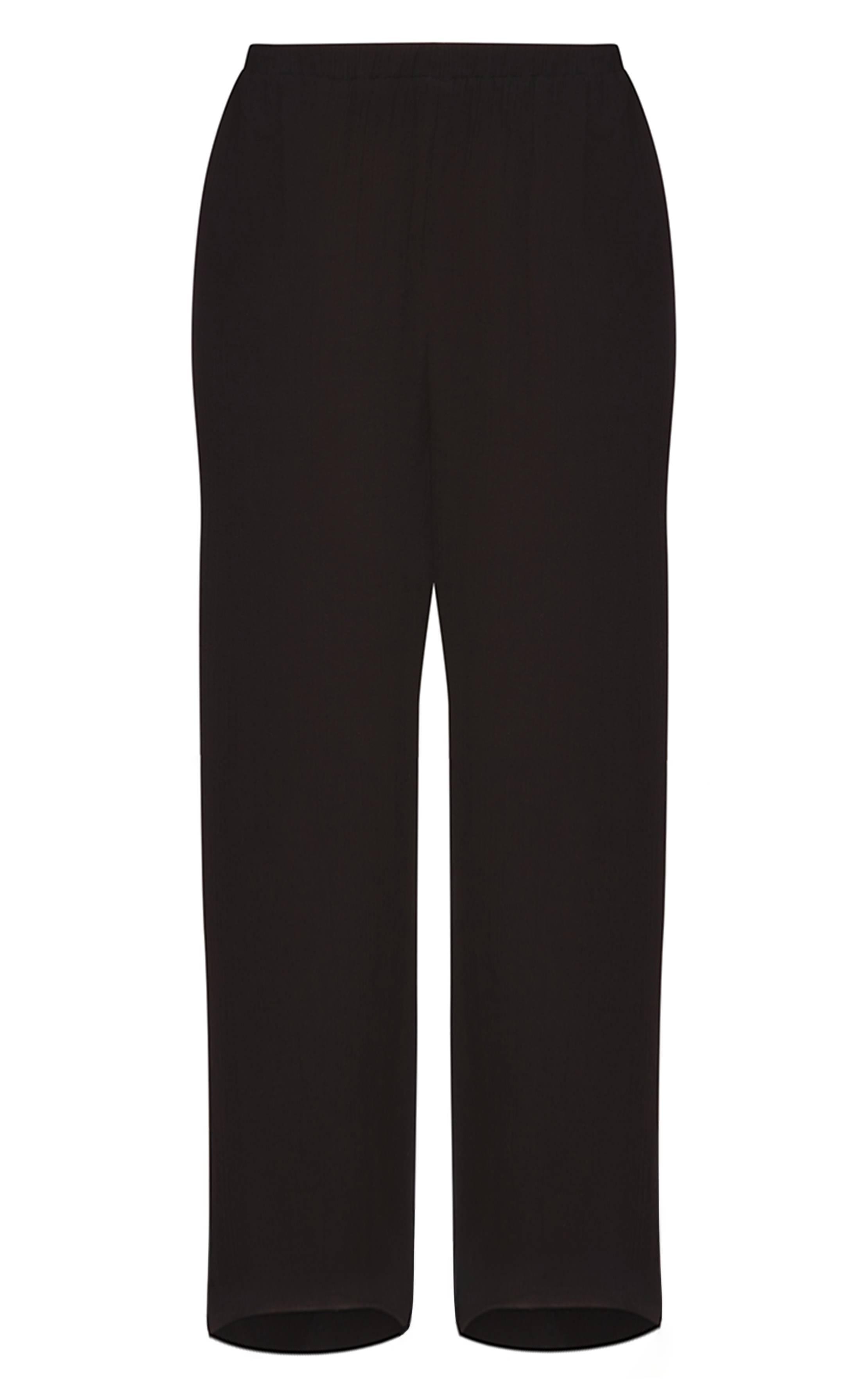 Noir Pantalon Large Taille Basse En Gaze De Coton