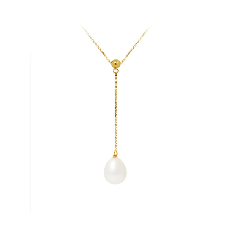 Collier Perle de culture Blanche 9 mm et Or jaune 375/1000
