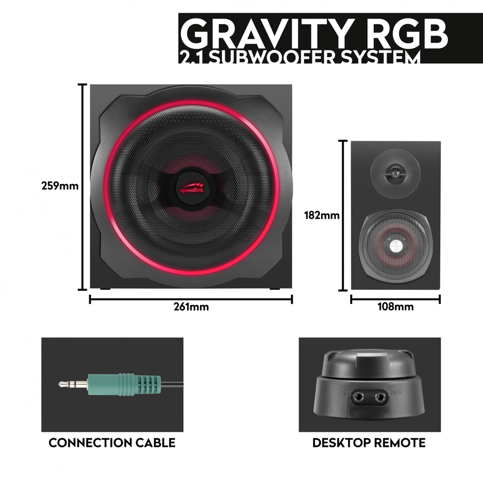 Speedlink - Gravity RGB 2.1 højtaler System