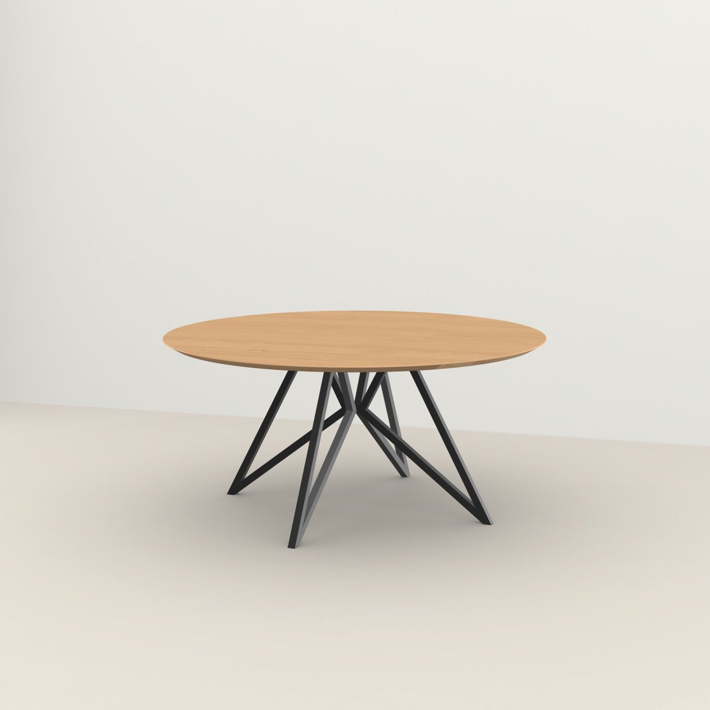Studio HENK tafel Butterfly Rond QuadpodXL - zwart frame, hardwax light 3041 ⌀160 | HWO NL 3041 | Verjongde Rand | Frame Zwart