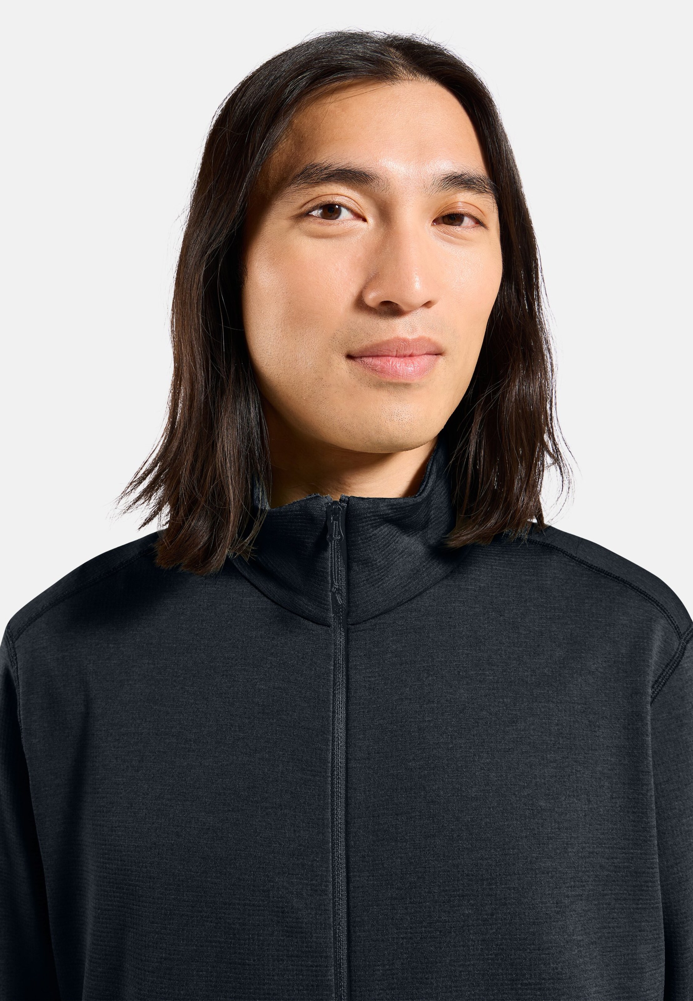 Essentials Multisport Mid Layer aus Grid-Fleece mit Reissverschluss in black melange