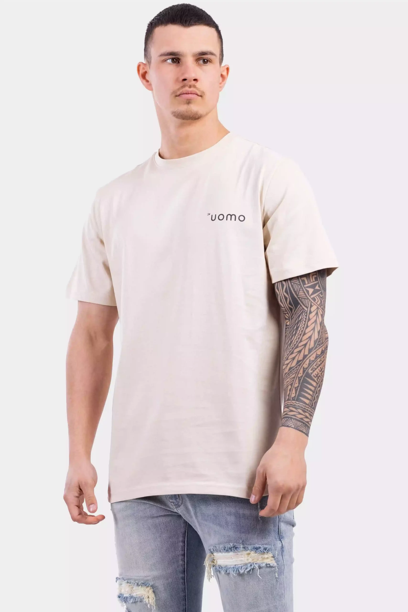 24 Uomo Basic T-shirt Heren Sand