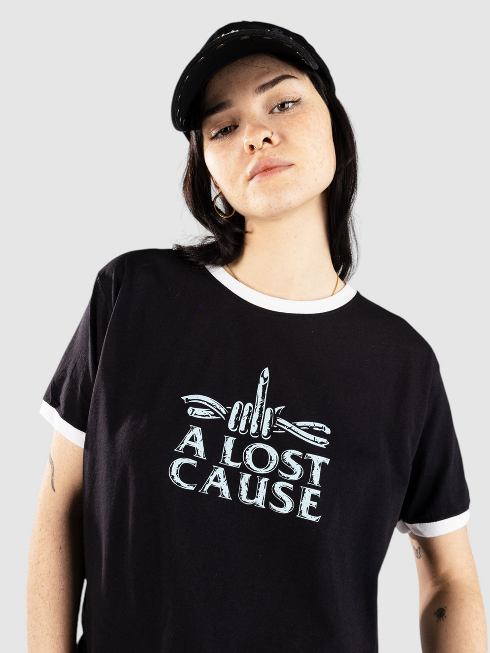 A Lost Cause Razor Ringer T-Shirt black/white