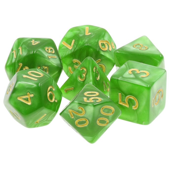 Set de dés de Jeu de Rôle : Vert Clair Perle
