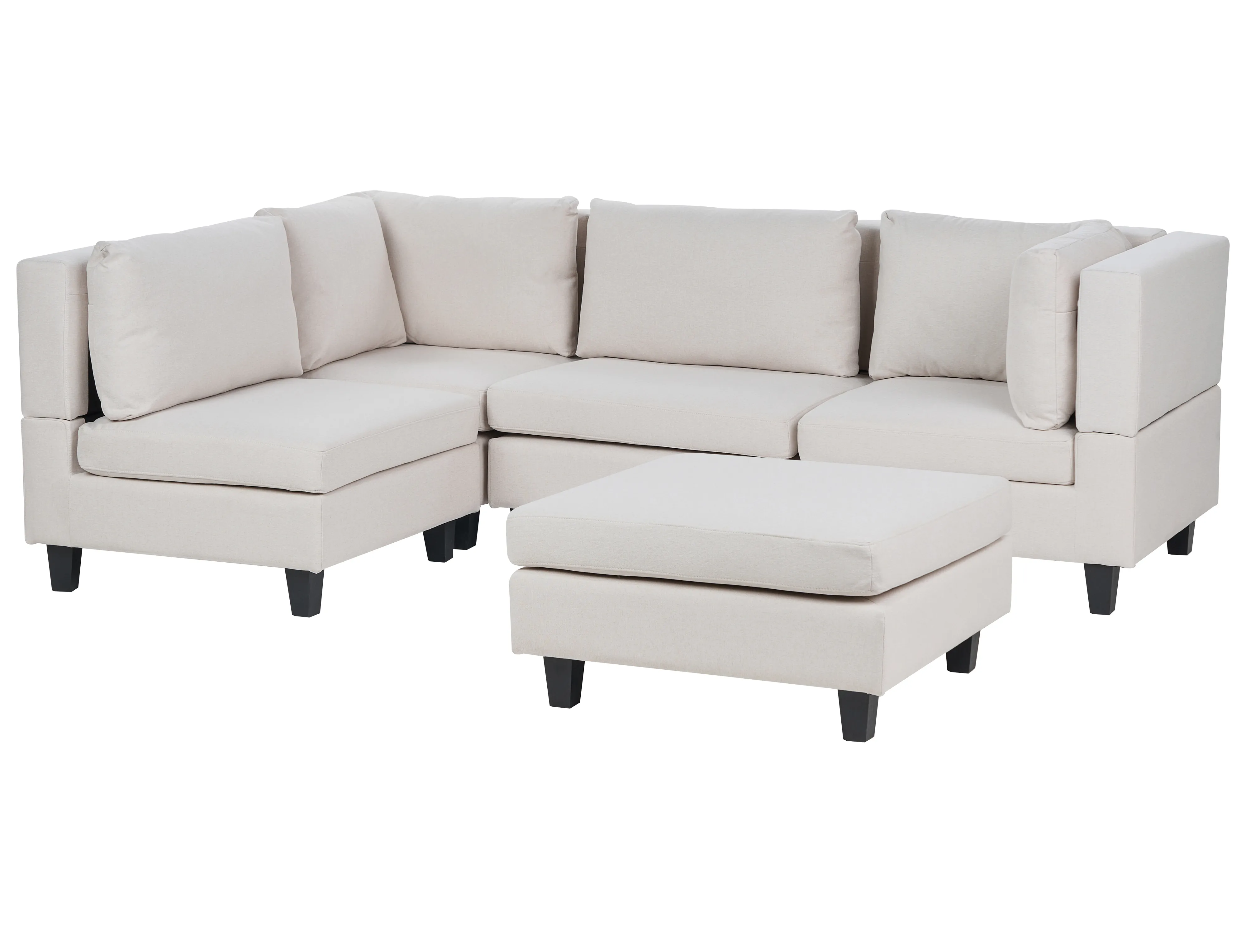 Modulaire hoekbank 4-zits UNSTAD Stof Lichtbeige met ottomaan rechtszijdig