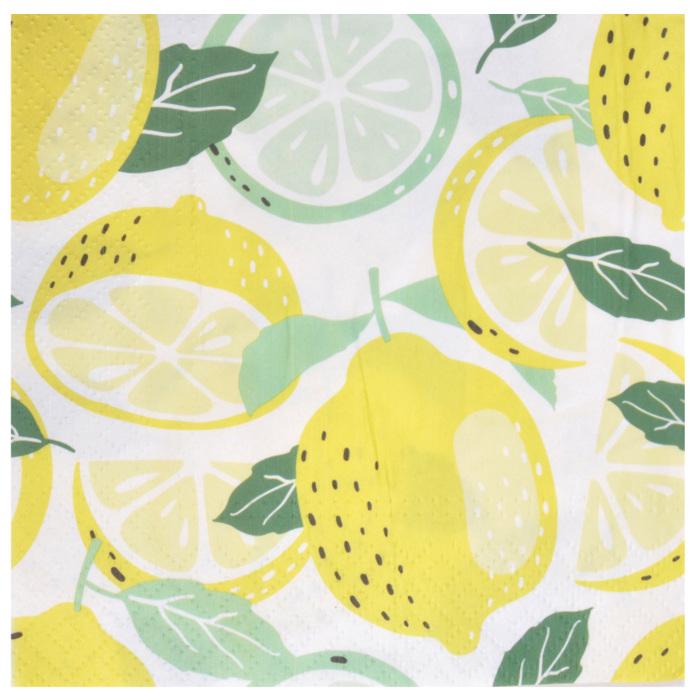 SET 20 SERVIETTES 3 PLIS CITRONS SAVOUREUX 33X33CM