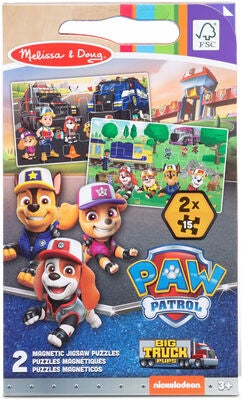 Paw Patrol Big Truck Pups Magnetiske Puslespill 2-pack, 2x15 brikker