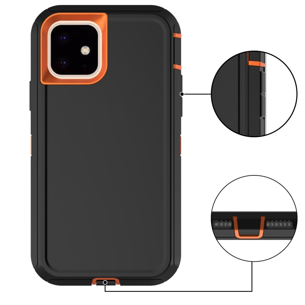 iPhone 11 Outdoor Hardcase Hülle Hybrid Silikoneinlage Shock Proof - Schwarz / Orange