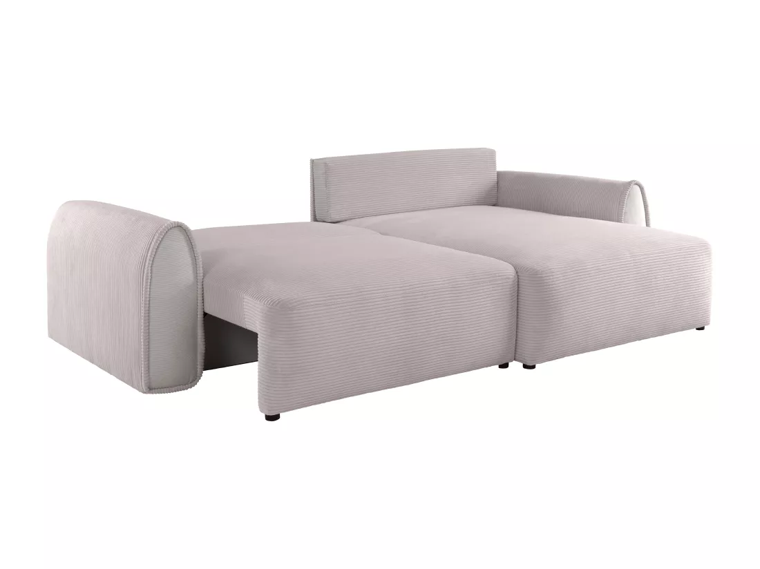 Canapé d'angle convertible et réversible en velours côtelé gris clair RISTANO