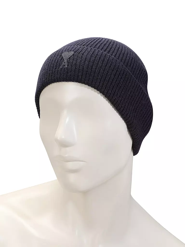 AMI PARIS Kaschmirmütze - Haube TONAL ADC BEANIE dunkelblau