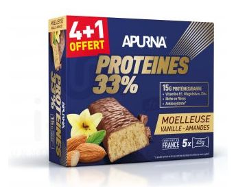 Barres protéinées Apurna Moelleuse Vanille/Amande - 5x45g (4 1 offert)