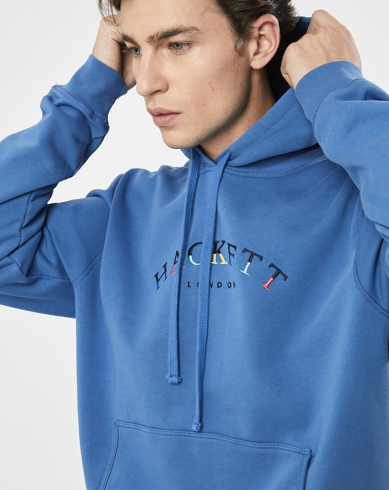 Hackett London Sweat à capuche brodé bleu