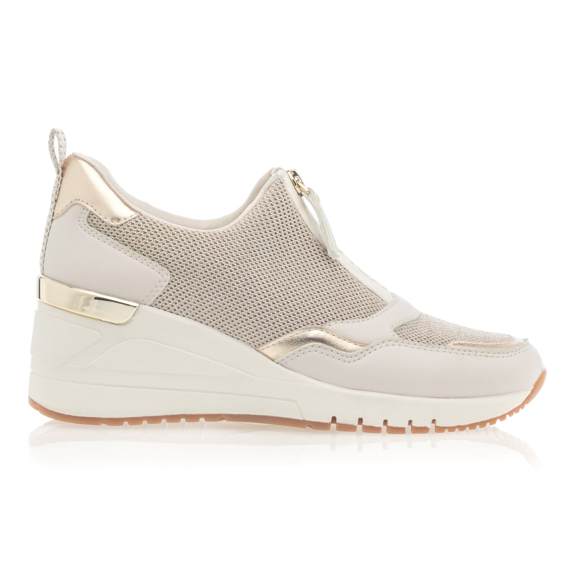 Baskets basses à talon compensé Femme beige