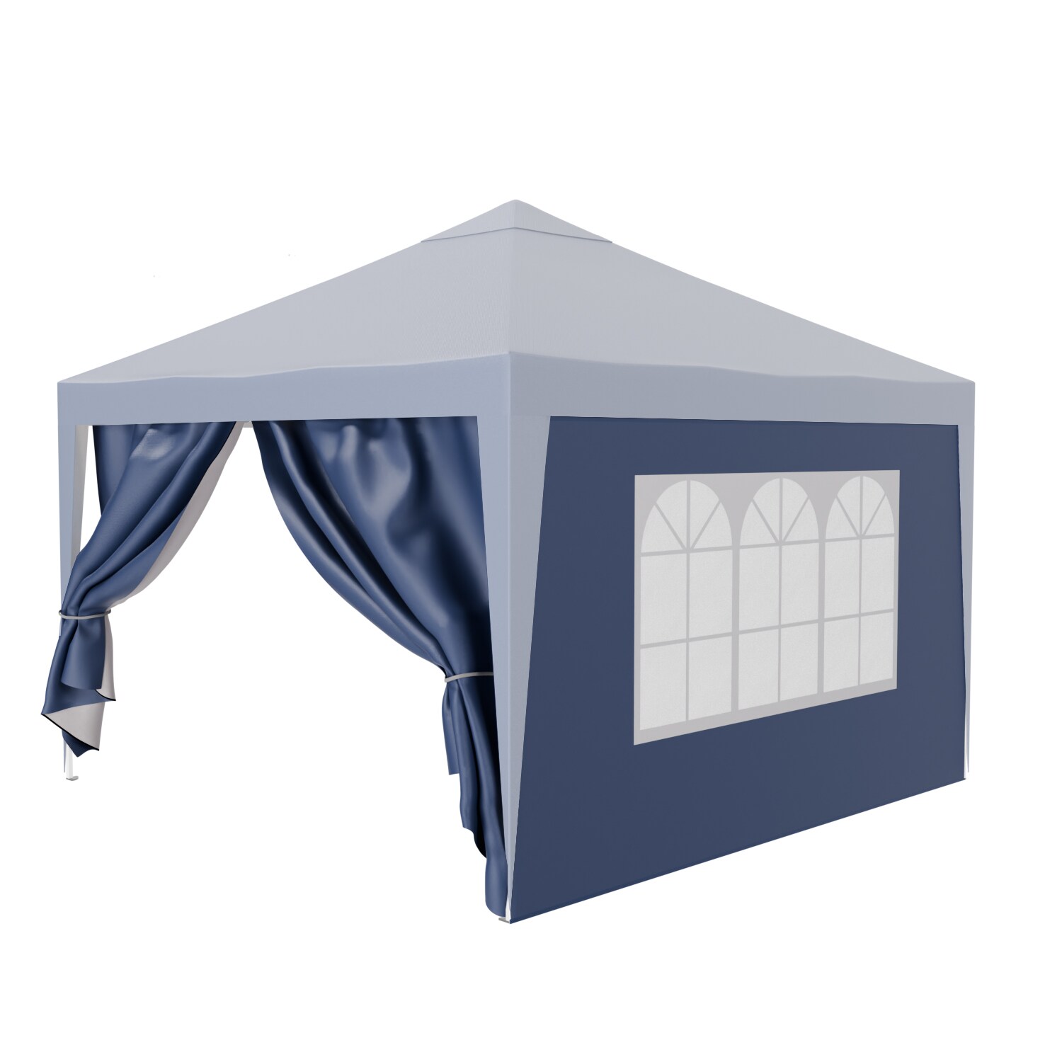 24MOVE® Pavillon Seitenteile 2er Set 2x3m mit Fenster & Reissverschluss, wasserdicht, blau - für Partyzelt, Festzelt, Festivals