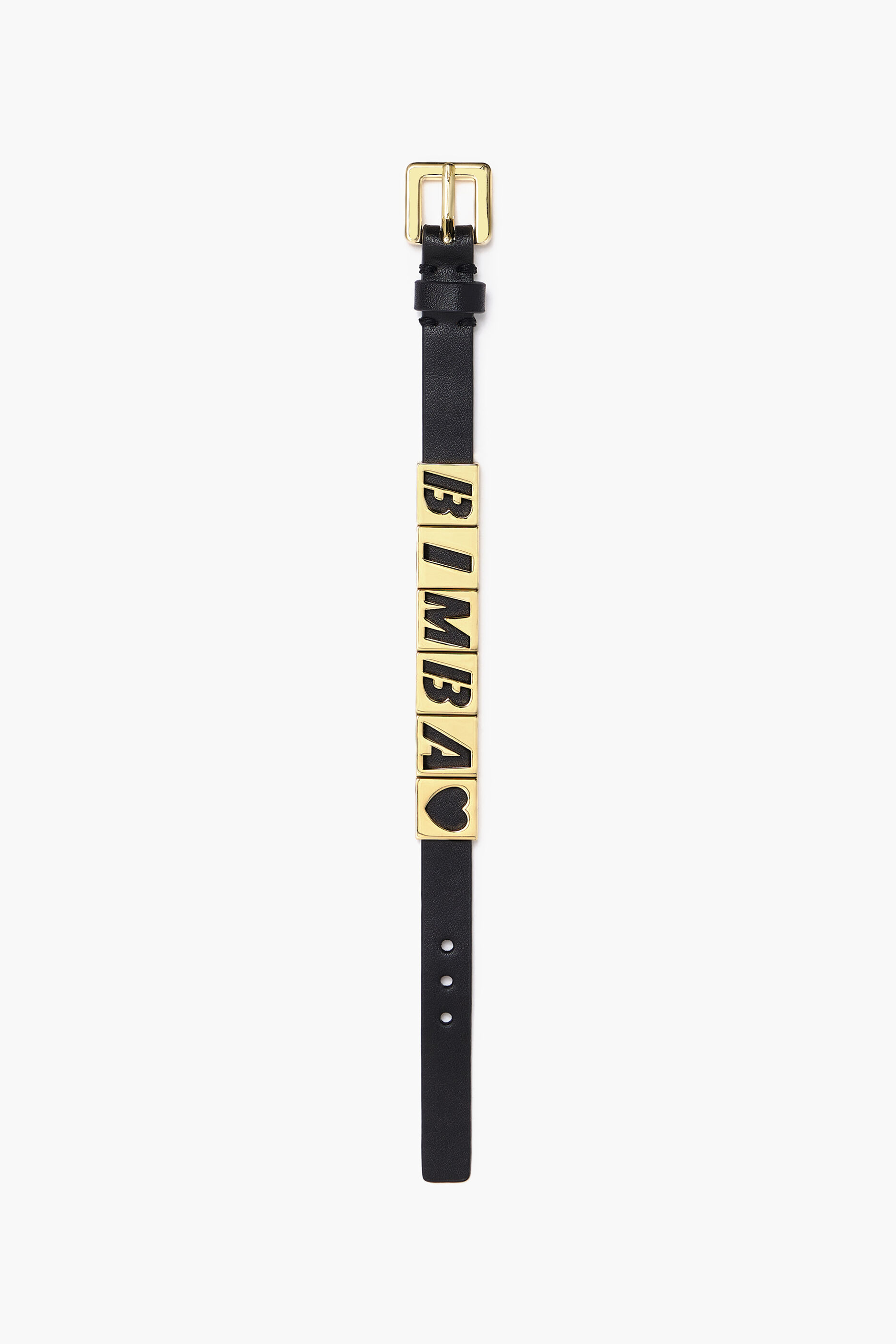 Pulseira de couro preta com inscrição