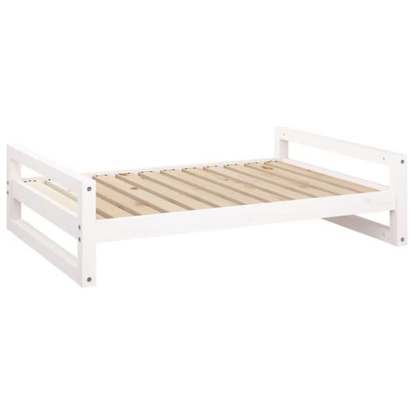 vidaXL Hundeseng hvit 105,5x75,5x28 cm heltre furu
