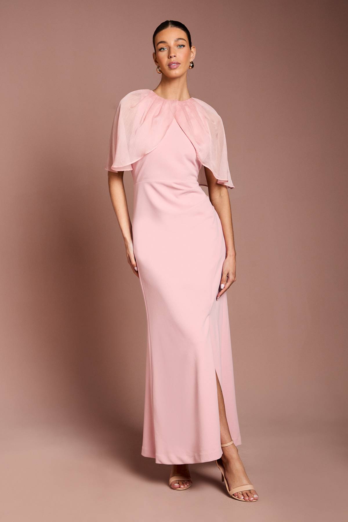 Coast Robe Longue à Manches Cape avec Détails Froncés