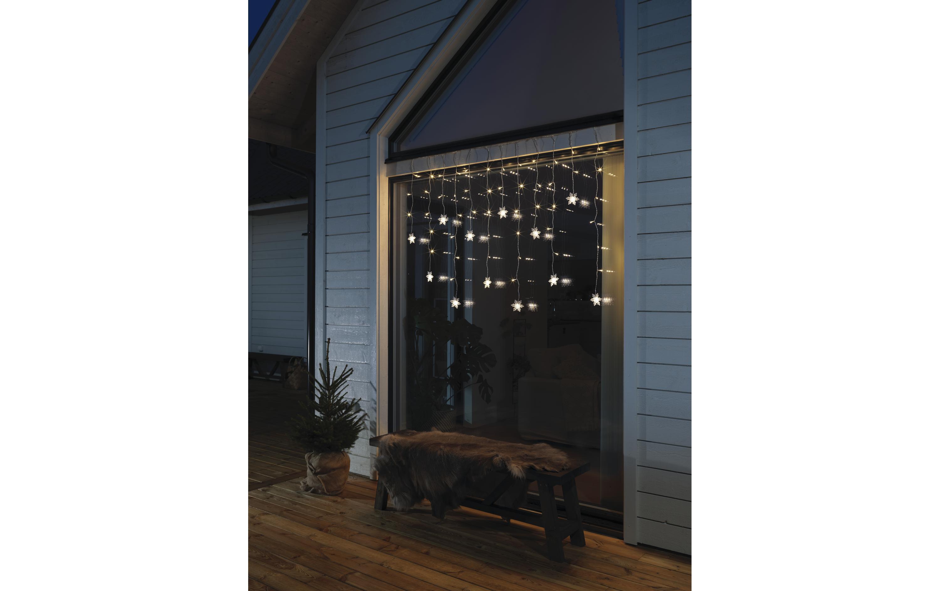 LED-Lichtervorhang Schneeflocken, 60 LED, 1.4 m, OutdoorLED Schneeflockenvorhang