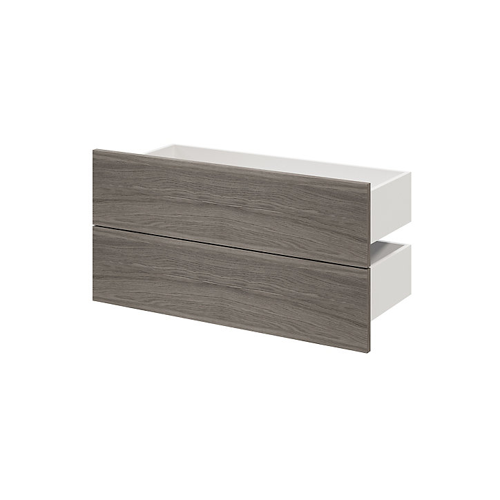Lot de 2 tiroirs effet chêne grisé GoodHome Atomia H. 18,5 x L. 74,4 x P. 30 cm