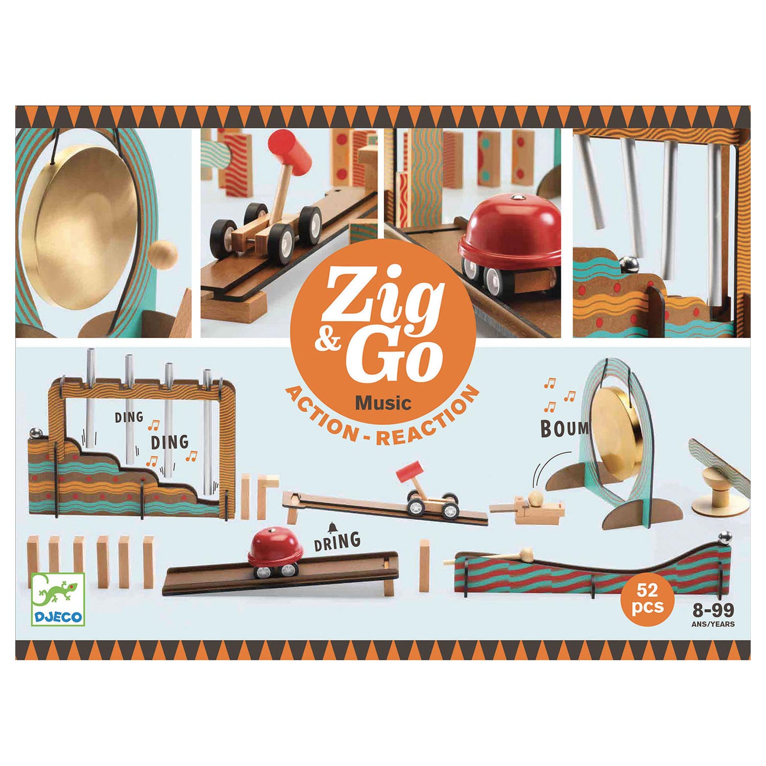 Djeco Zig & Go Action Reaction Baan Muziek, 52dlg.