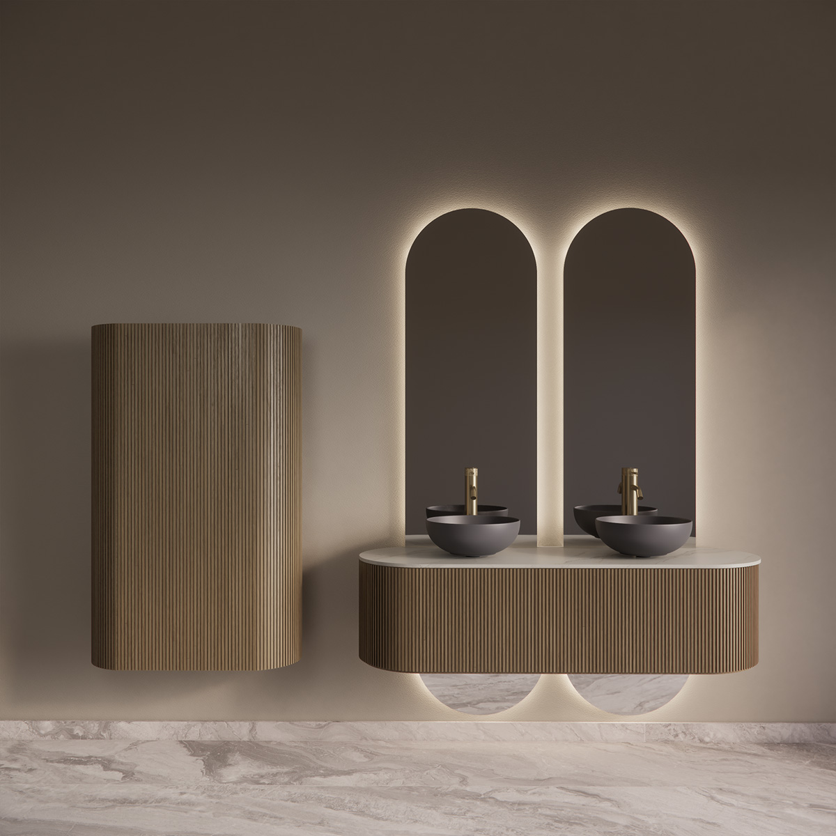 Gliss Design Selene spiegel tweedelig ovaal 50x165cm met handsensor