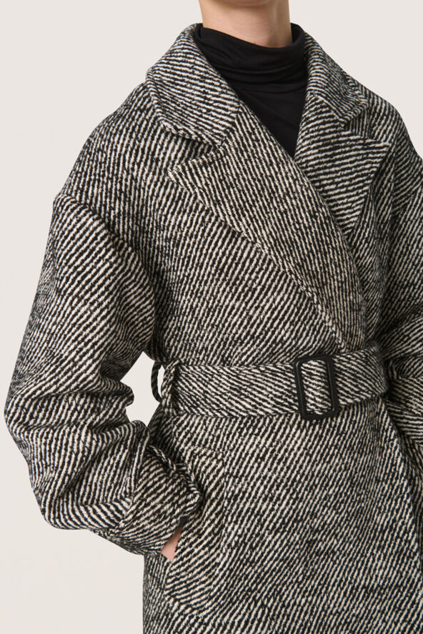 Soaked in Luxury SLMabel Coat Black and white twill