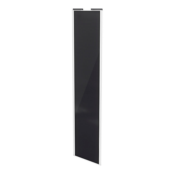 Porte de placard coulissante noir profil blanc GoodHome Arius H. 248,5 x L. 62.2 cm + amortisseurs