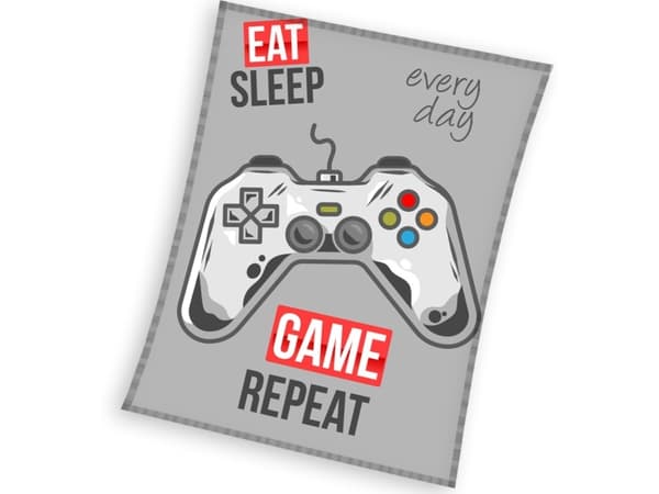 Gamer East Sleep Game Repeat Fleece tæppe - 150 x 200 cm