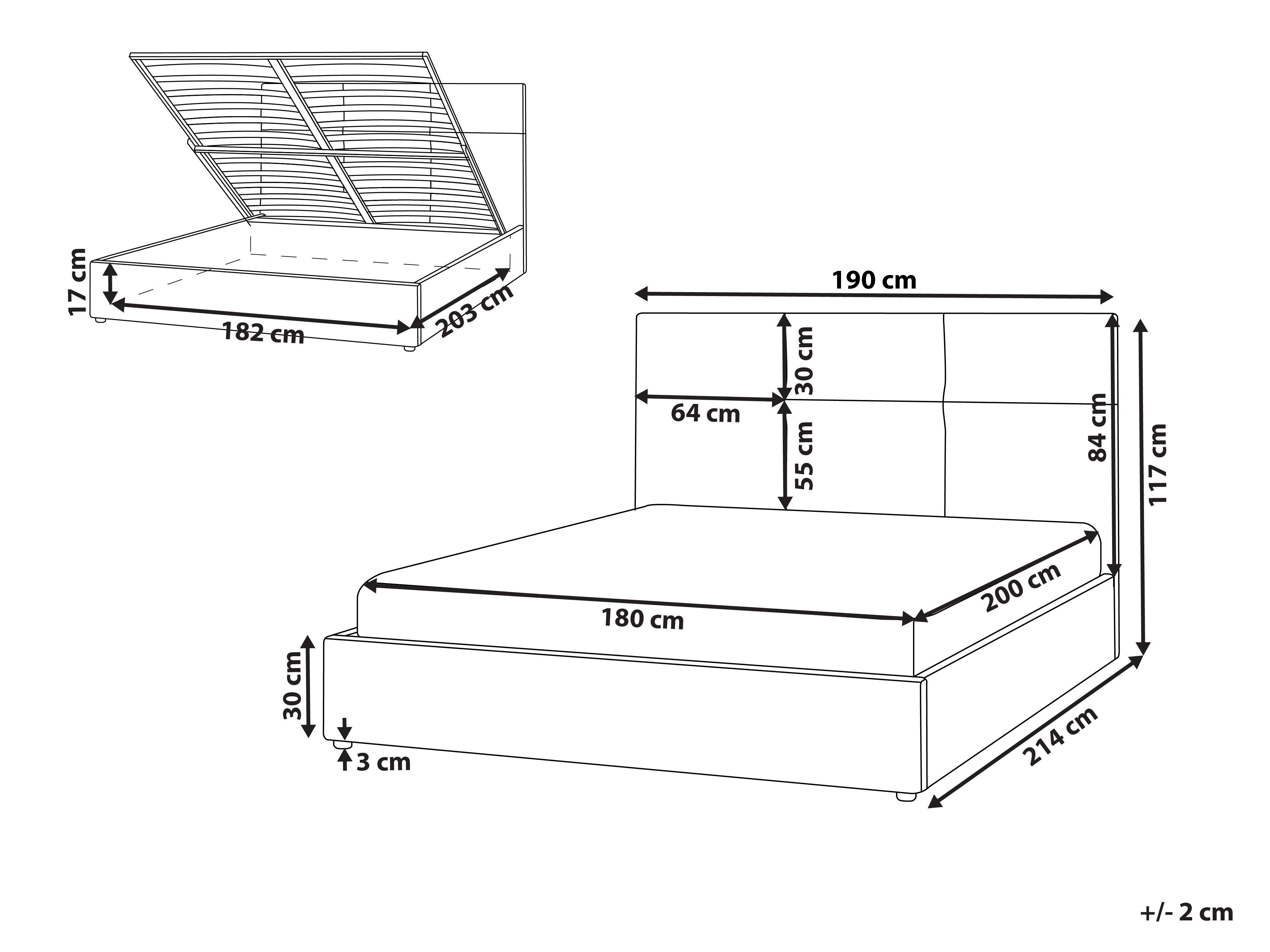 Bed met opbergruimte Stof LAGORD 180 x 200 cm Gebroken wit