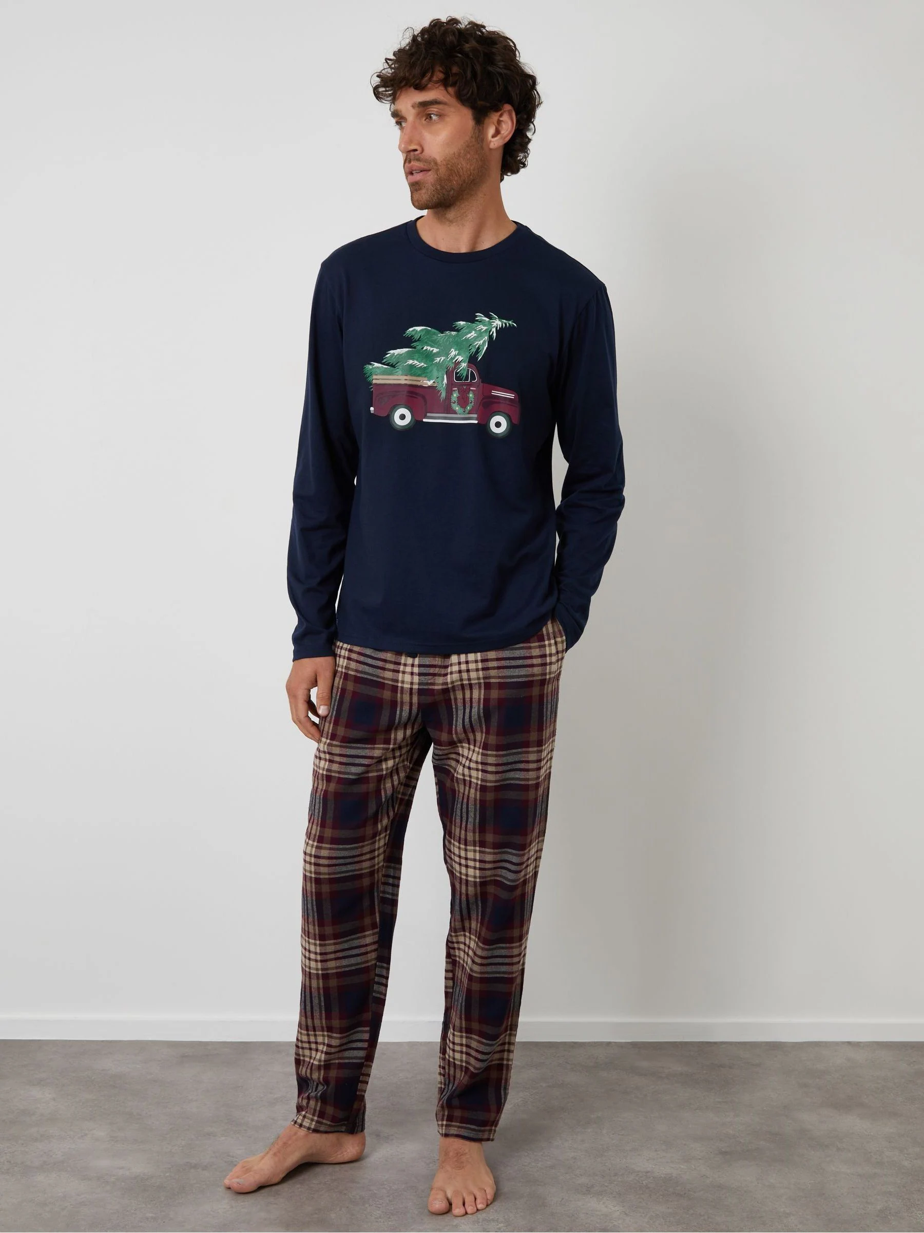 Threadbare Christmas Truck Graphic Long Pyjamas Set